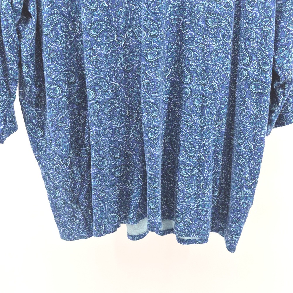 J. Jill Wearever Paisley Tunic Top XL Tall Blue Teal V-Neck 3/4 Sleeve Stretch - Picture 4 of 12